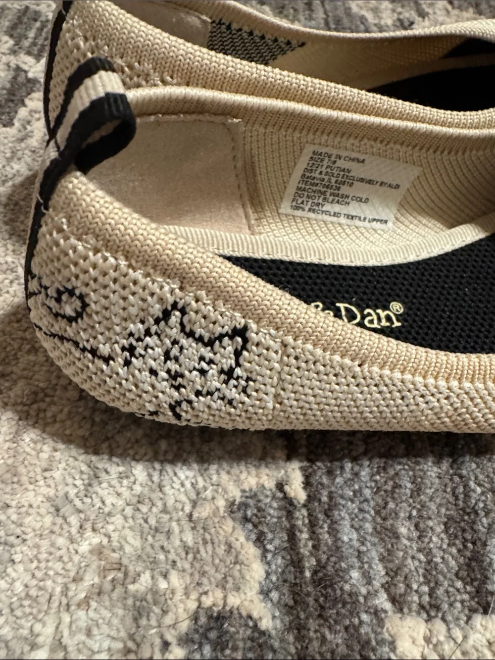 Lily & Dan Kids Two-Tone Knit Ballet Flats in Black and Cream